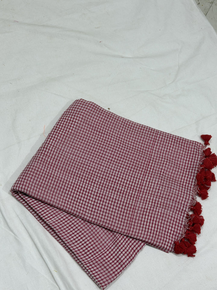 Assorted 120 Count Mul Cotton Saree (DHN-507) — Cream