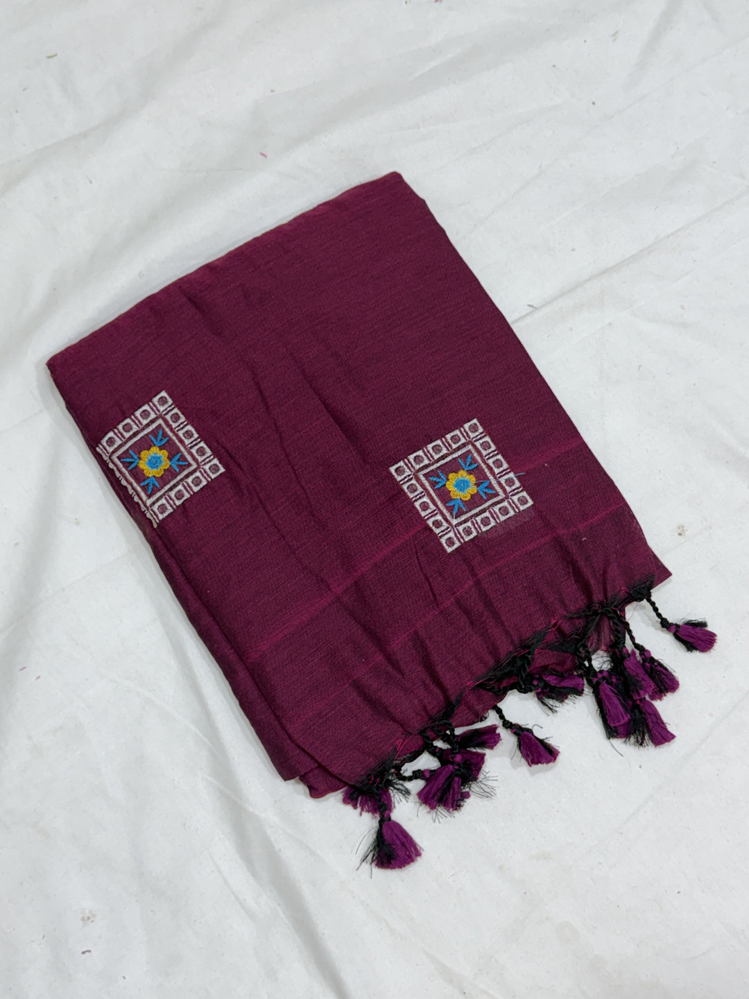 Box Embroidery Khadi Cotton Saree (DHN-491)