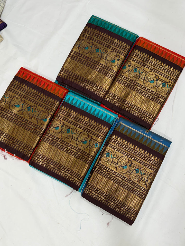 Checks Semi-Silk Gadwal Saree (DHN-251)