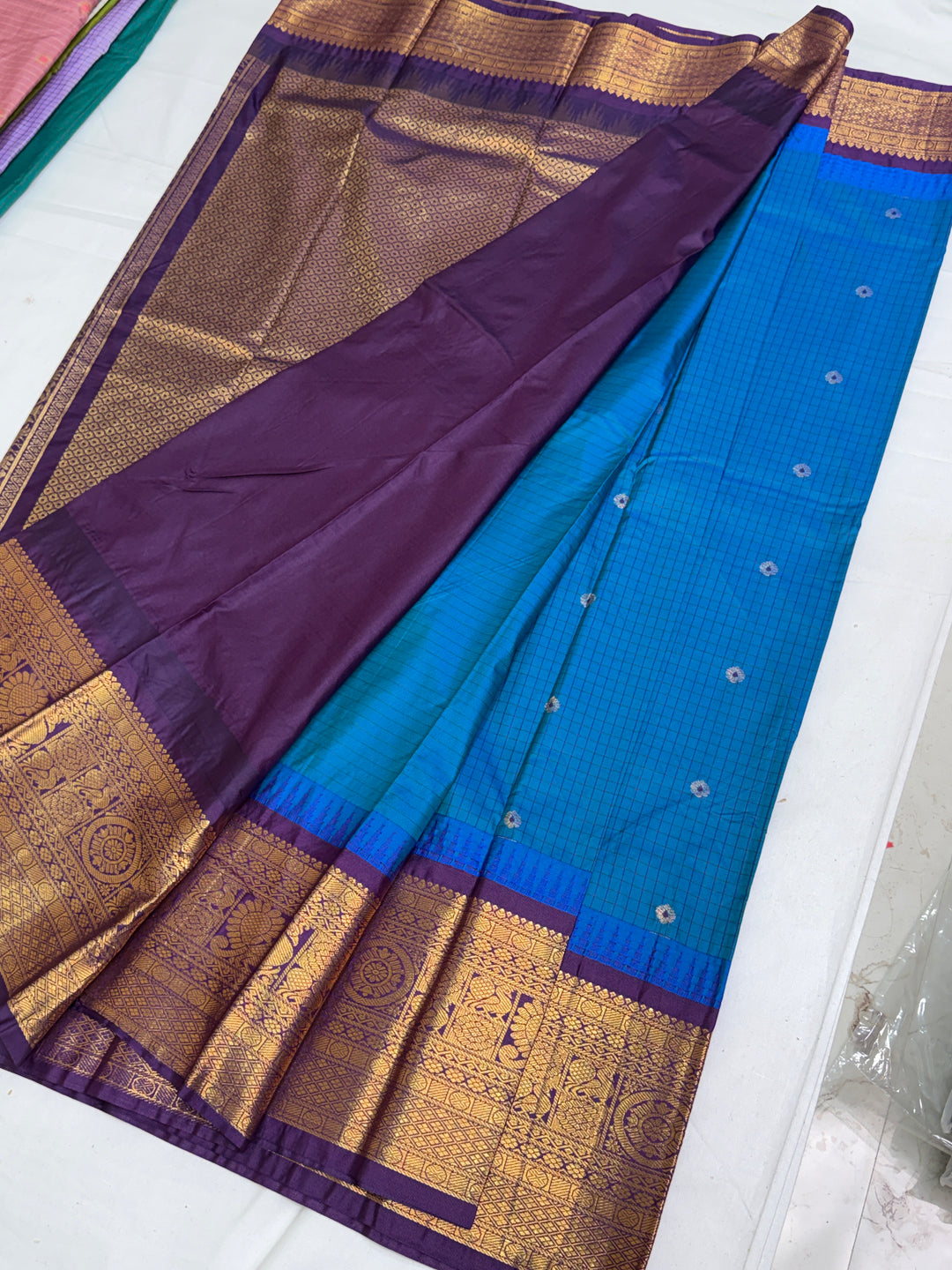 Blue Semi Gadwal Saree DHN-366