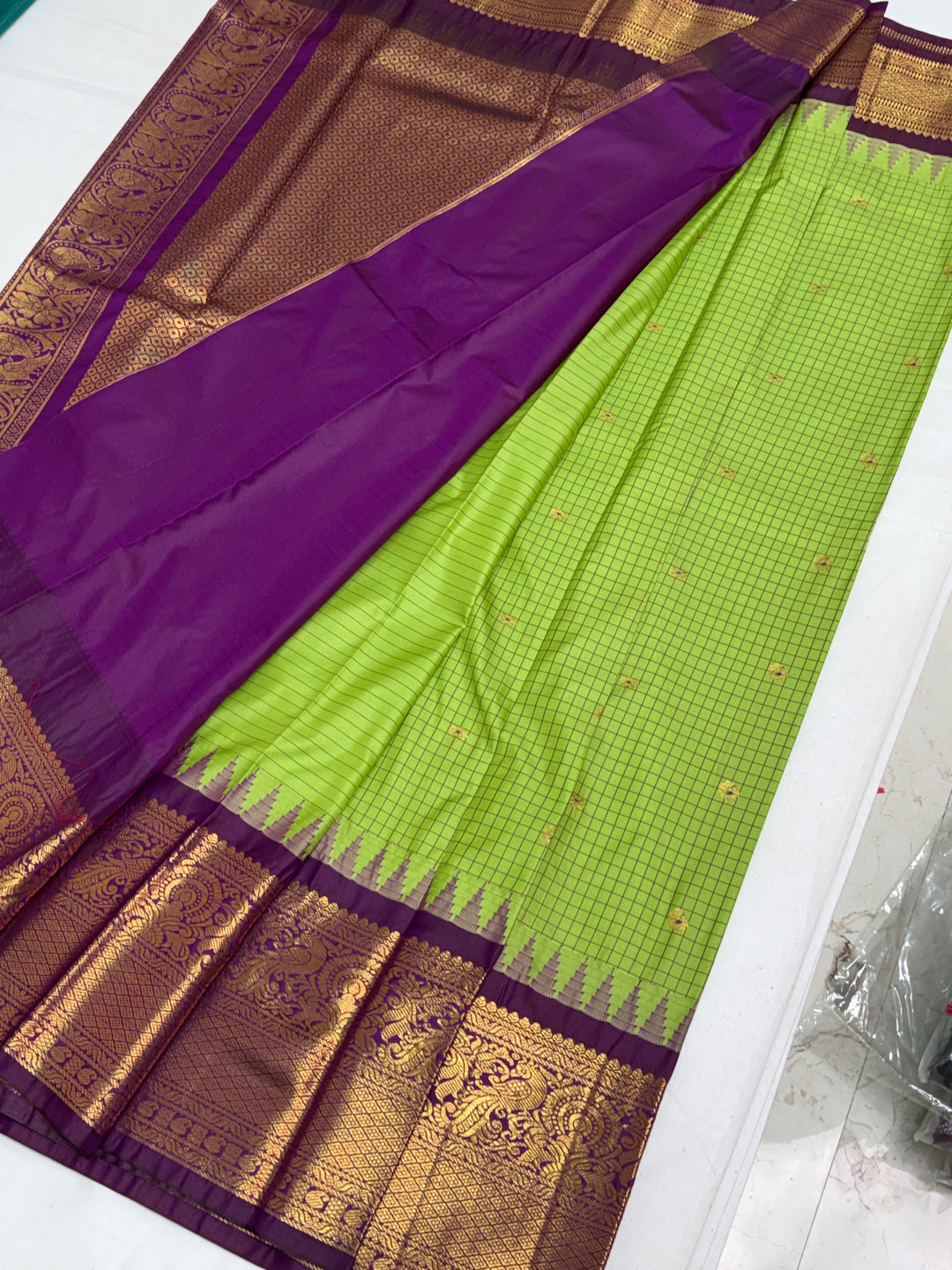 Parrot Green Semi Gadwal Saree DHN-368