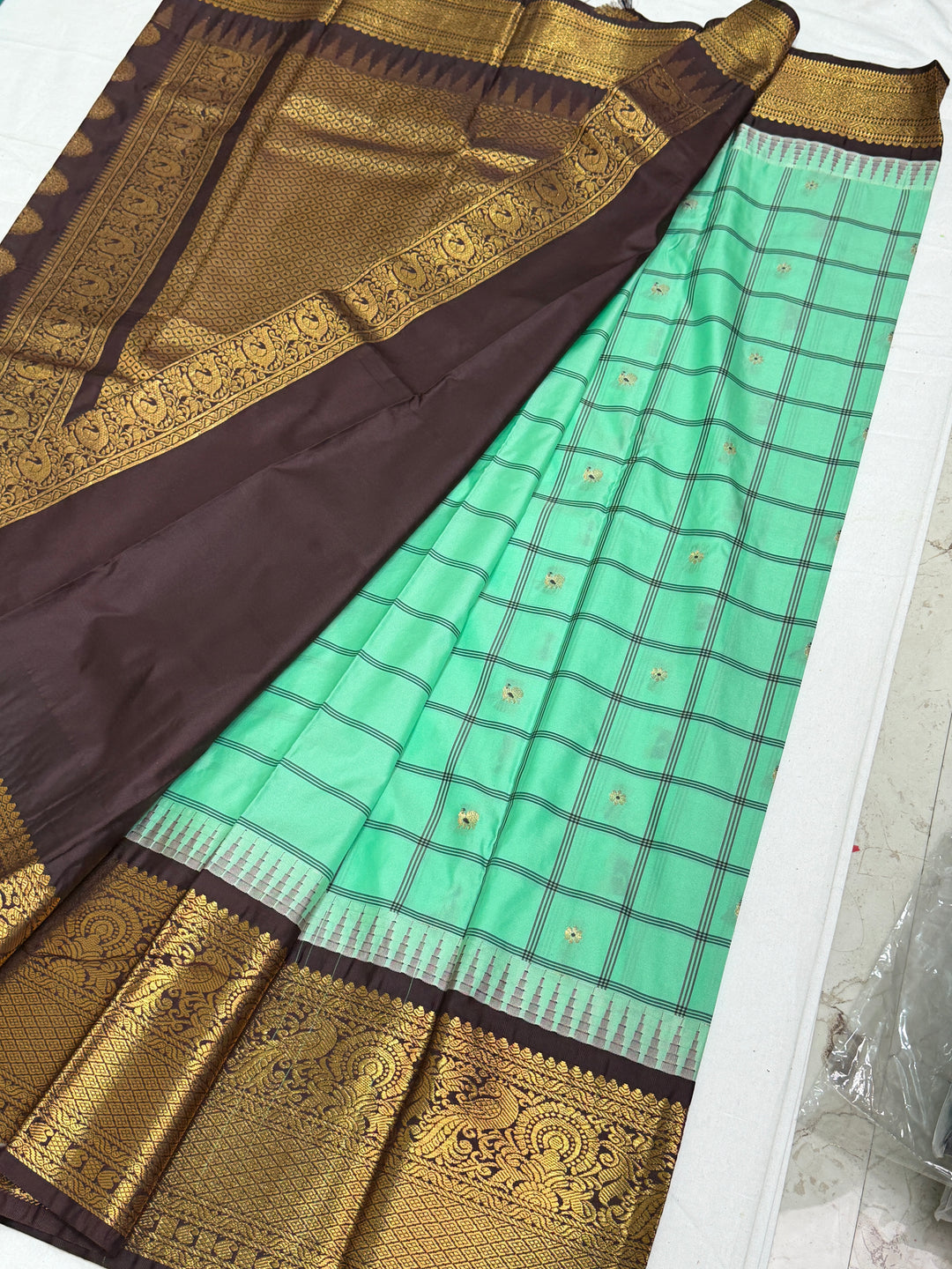 Sea Green Semi Gadwal Saree DHN-369