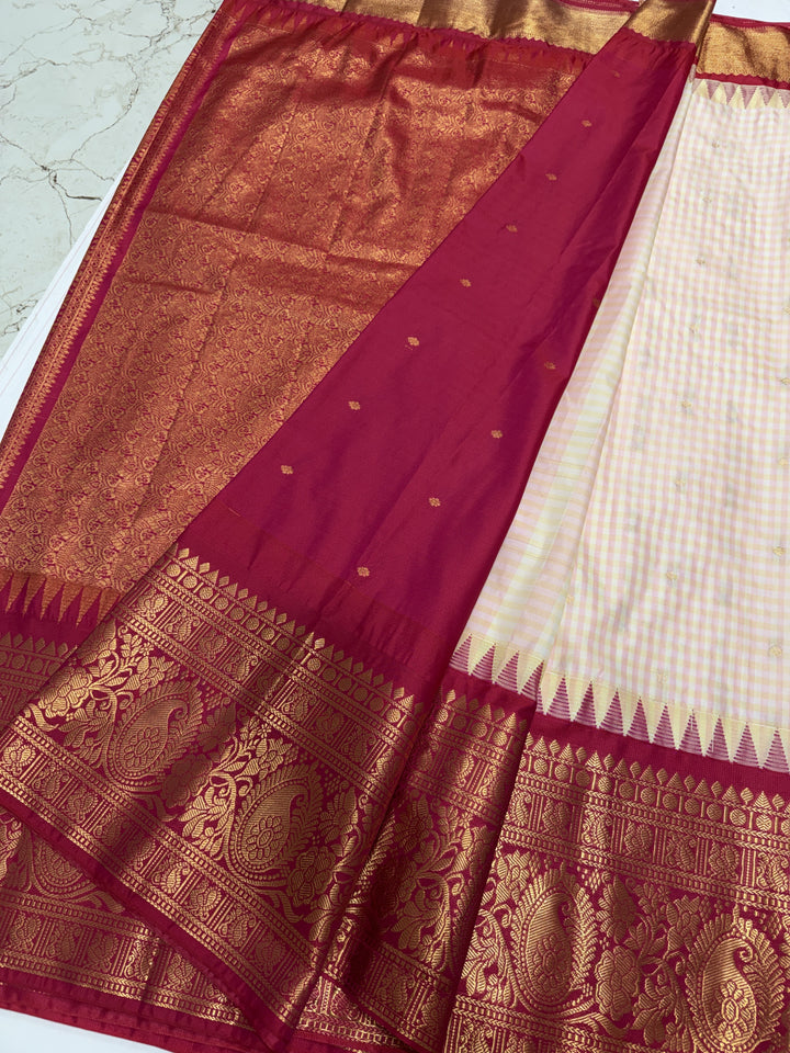 Checks Big Border Premium Semi Gadwal Saree (DHN-654)