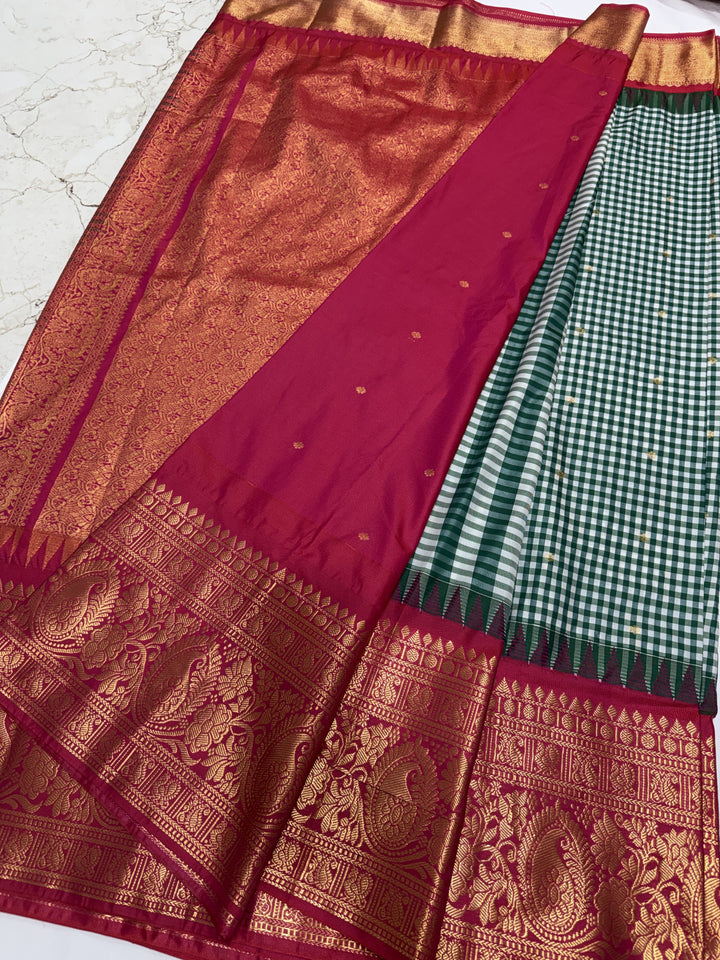 Checks Big Border Premium Semi Gadwal Saree (DHN-654)