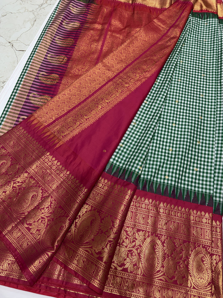 Checks Big Border Premium Semi Gadwal Saree (DHN-654)