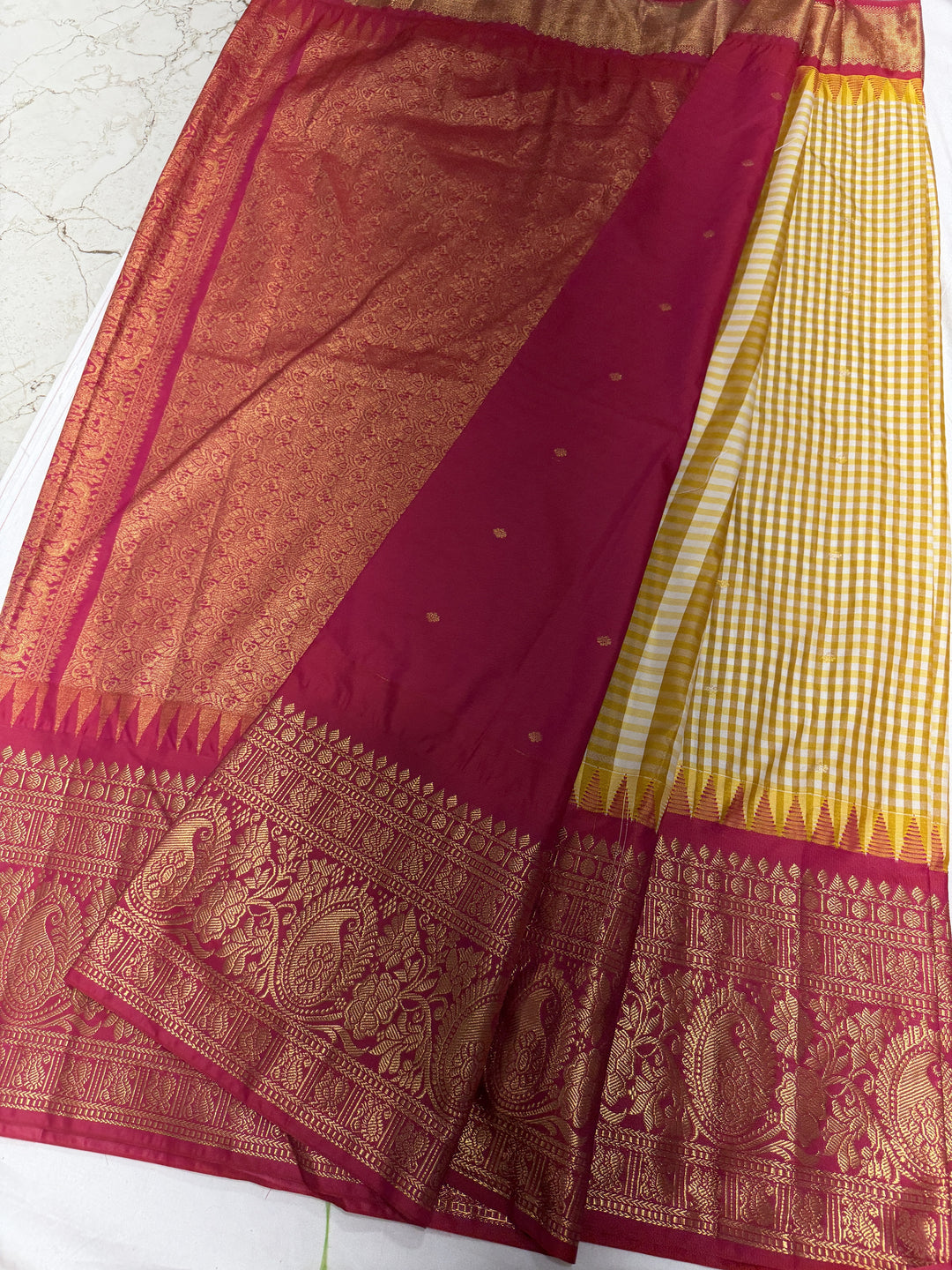 Checks Big Border Premium Semi Gadwal Saree (DHN-654)