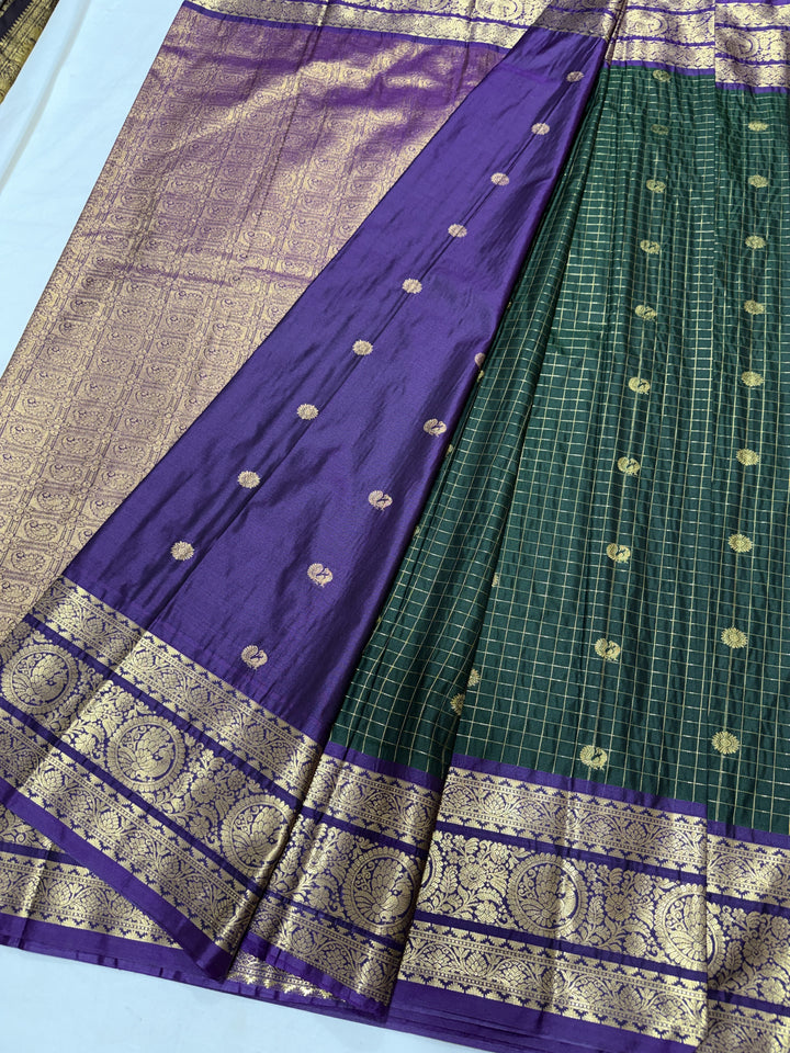 Checks Big Border Premium Semi Gadwal Saree (DHN-645)