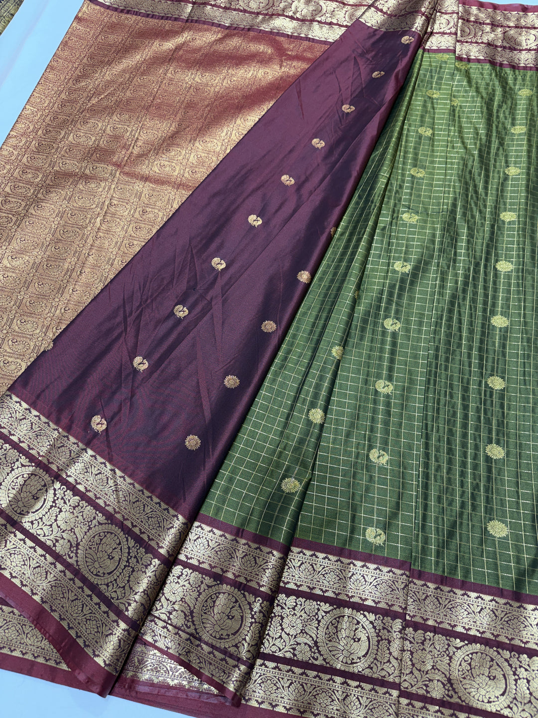 Checks Big Border Premium Semi Gadwal Saree (DHN-645)