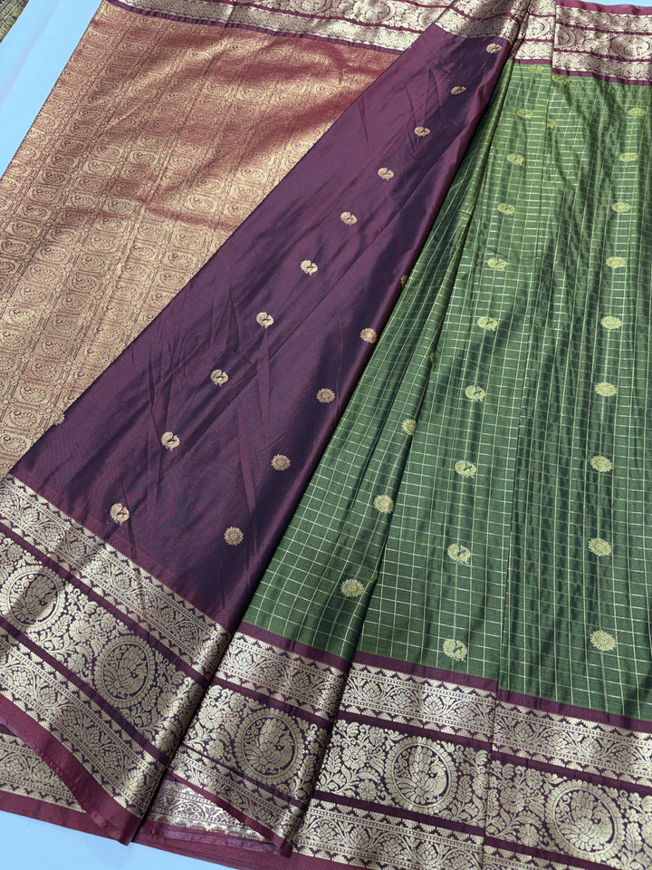 Checks Big Border Premium Semi Gadwal Saree (DHN-645)