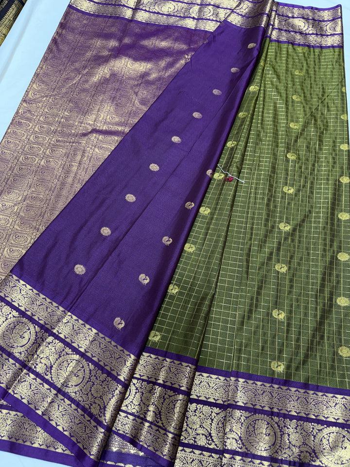 Checks Big Border Premium Semi Gadwal Saree (DHN-645)