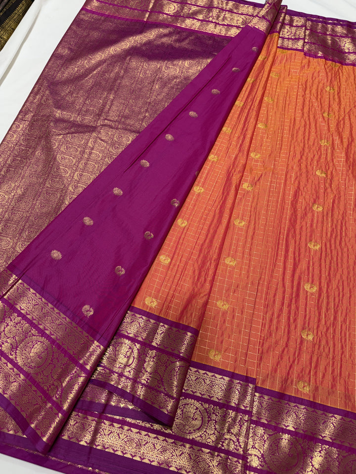 Checks Big Border Premium Semi Gadwal Saree (DHN-645)