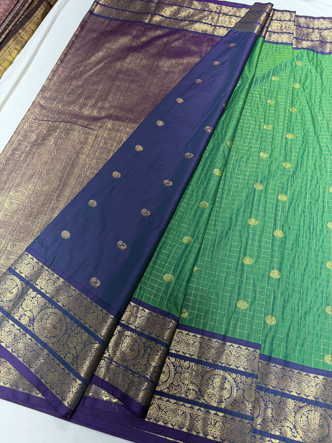 Checks Big Border Premium Semi Gadwal Saree (DHN-645)