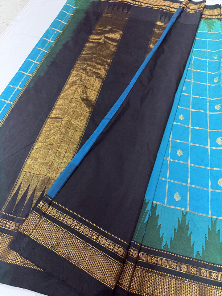 Checks Narayanpet Black Border Ilkal Pallu Saree (DHN-620)