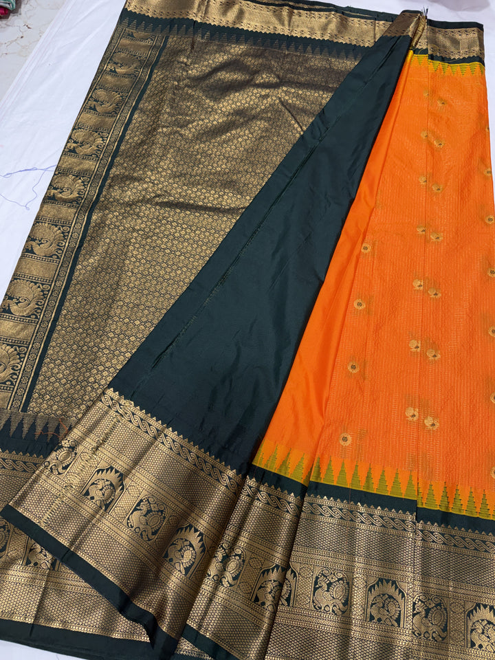 Minimal Checks Big Border Premium Semi Gadwal Saree (DHN-655)