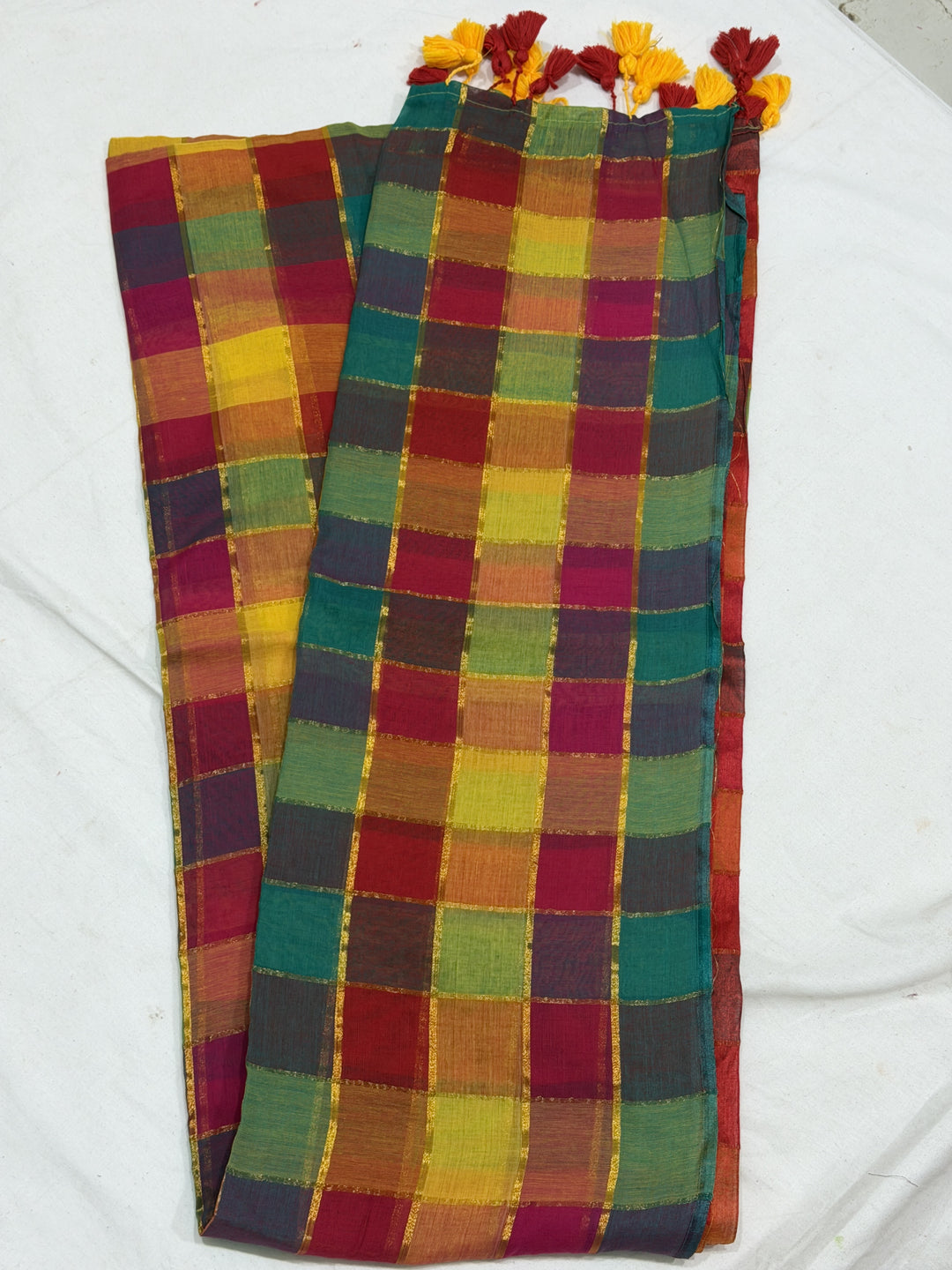 120 Count Checks Mul Cotton Saree (DHN-501)