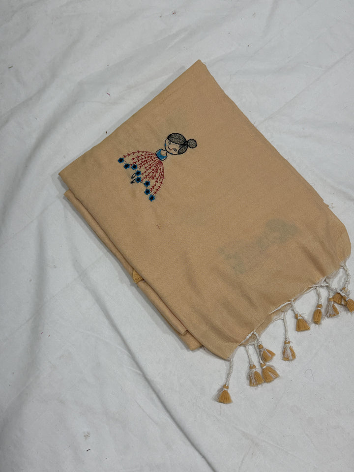 Doll Embroidery Khadi Cotton Saree (DHN-492)
