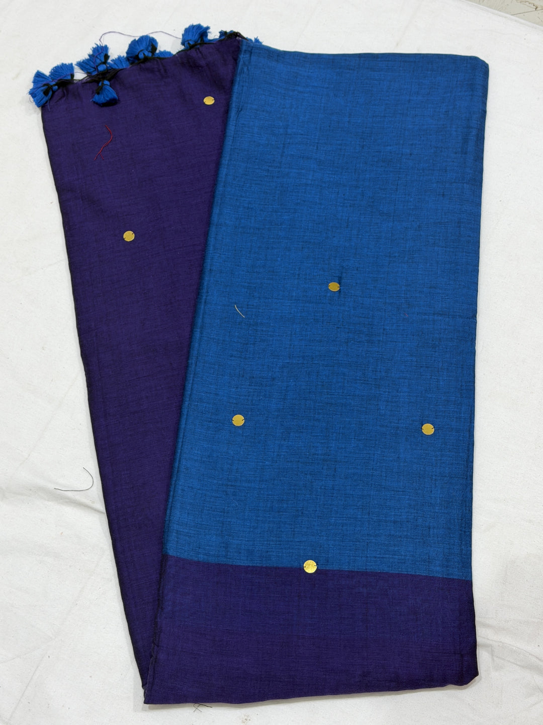 Dual Shade Mirror Khadi Cotton Saree (DHN-499)