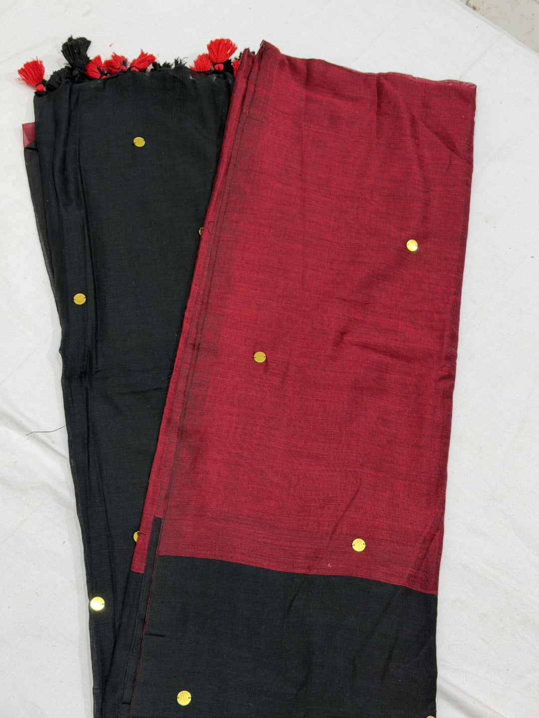 Dual Shade Mirror Khadi Cotton Saree (DHN-499)