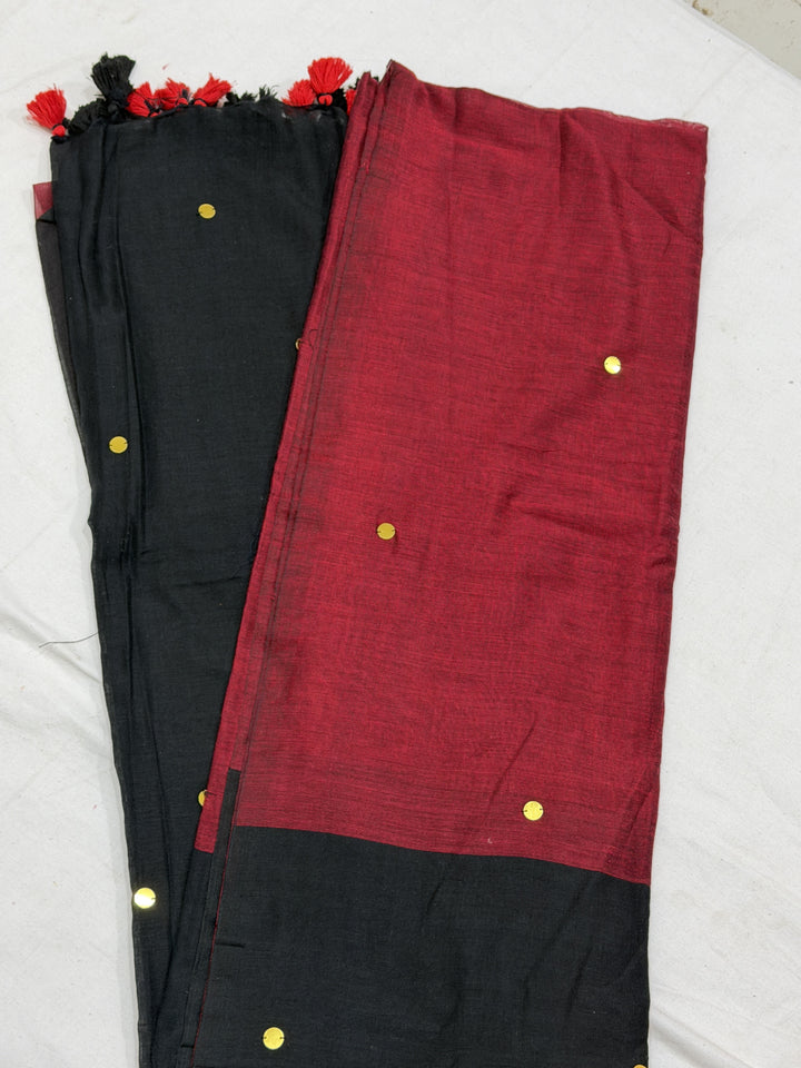 Dual Shade Mirror Khadi Cotton Saree (DHN-499)