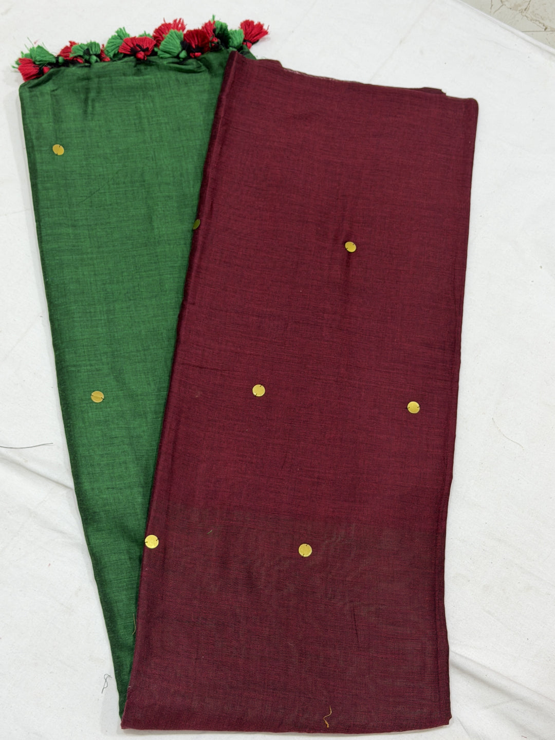 Dual Shade Mirror Khadi Cotton Saree (DHN-499)