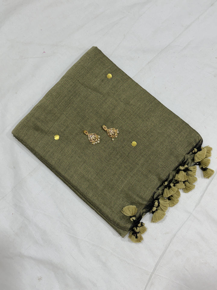 Mirror Khadi Cotton Saree (DHN-500)
