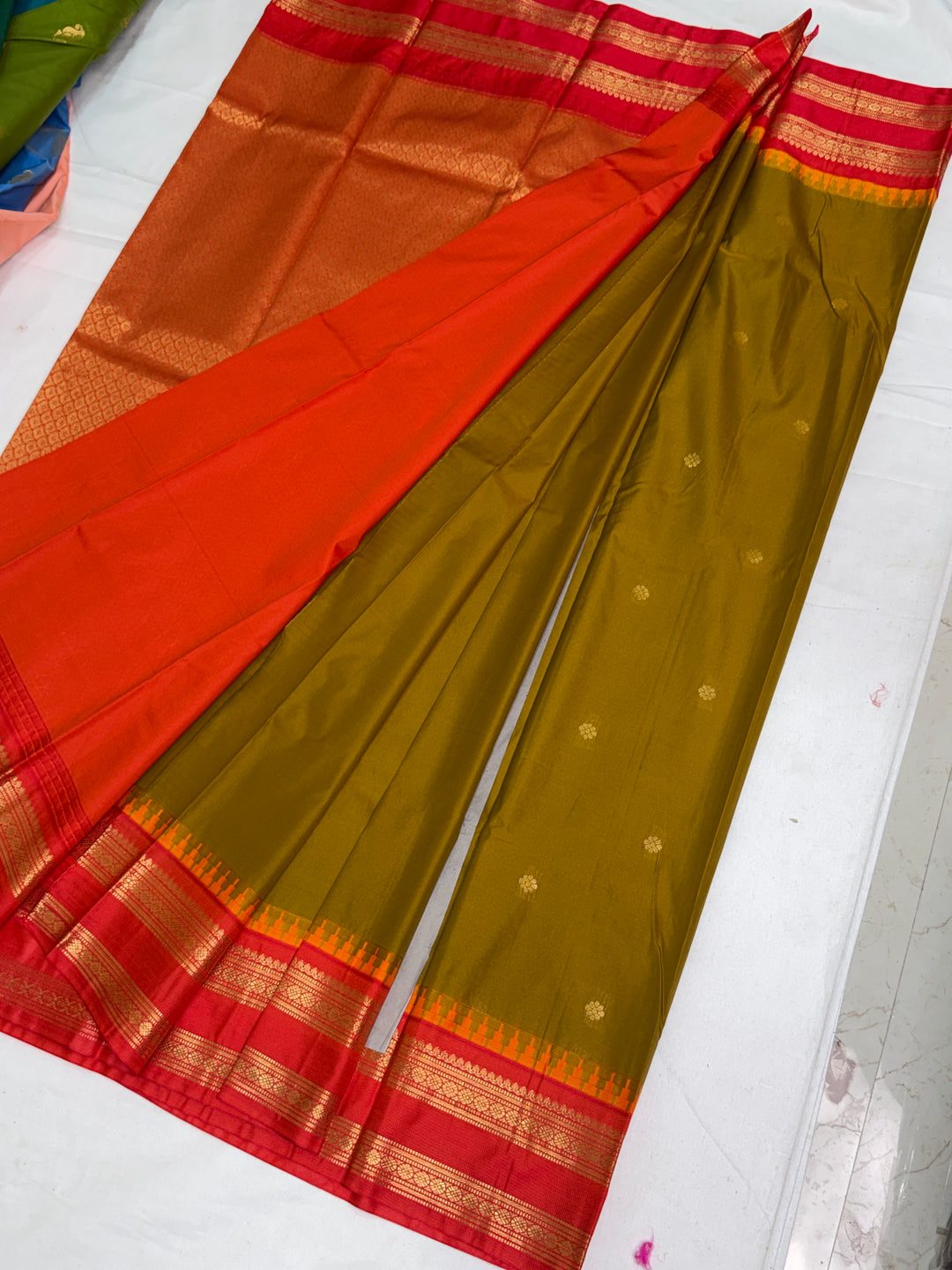 Olive Semi Gadwal Saree DHN-325