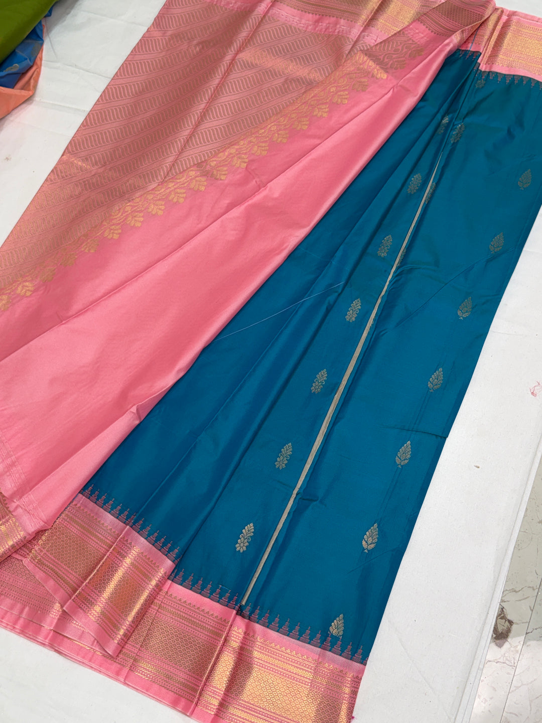 Teal Semi Gadwal Saree DHN-329