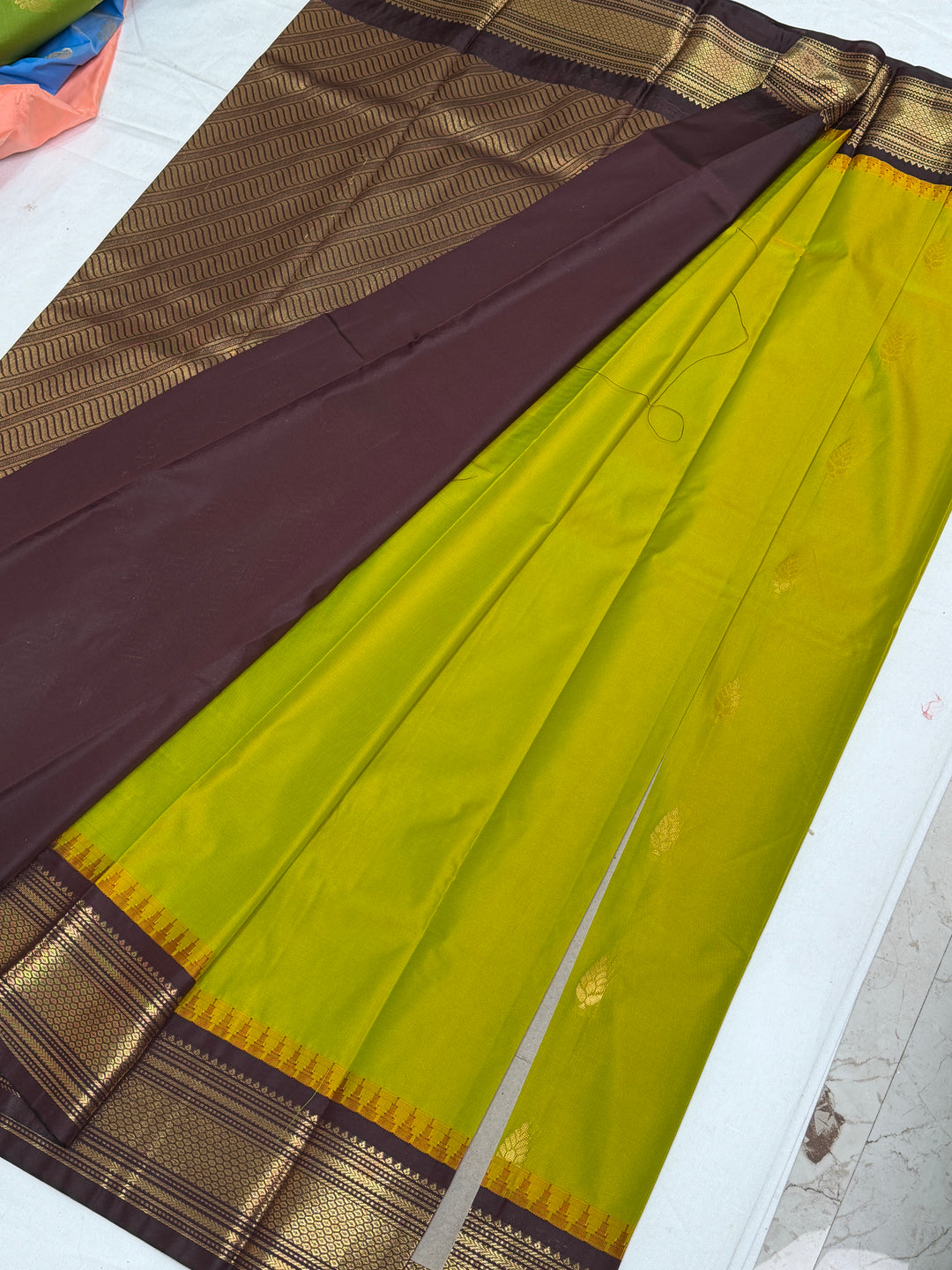 Parrot Green Semi Gadwal Saree DHN-336