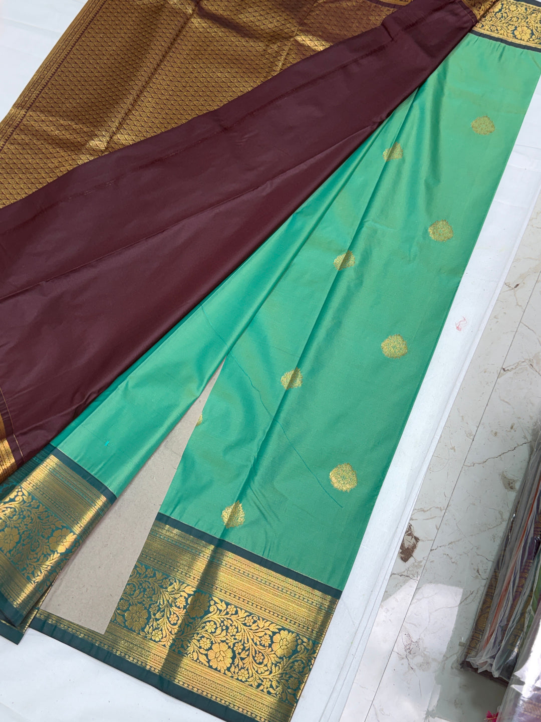 Sea Green Semi Gadwal Saree DHN-340