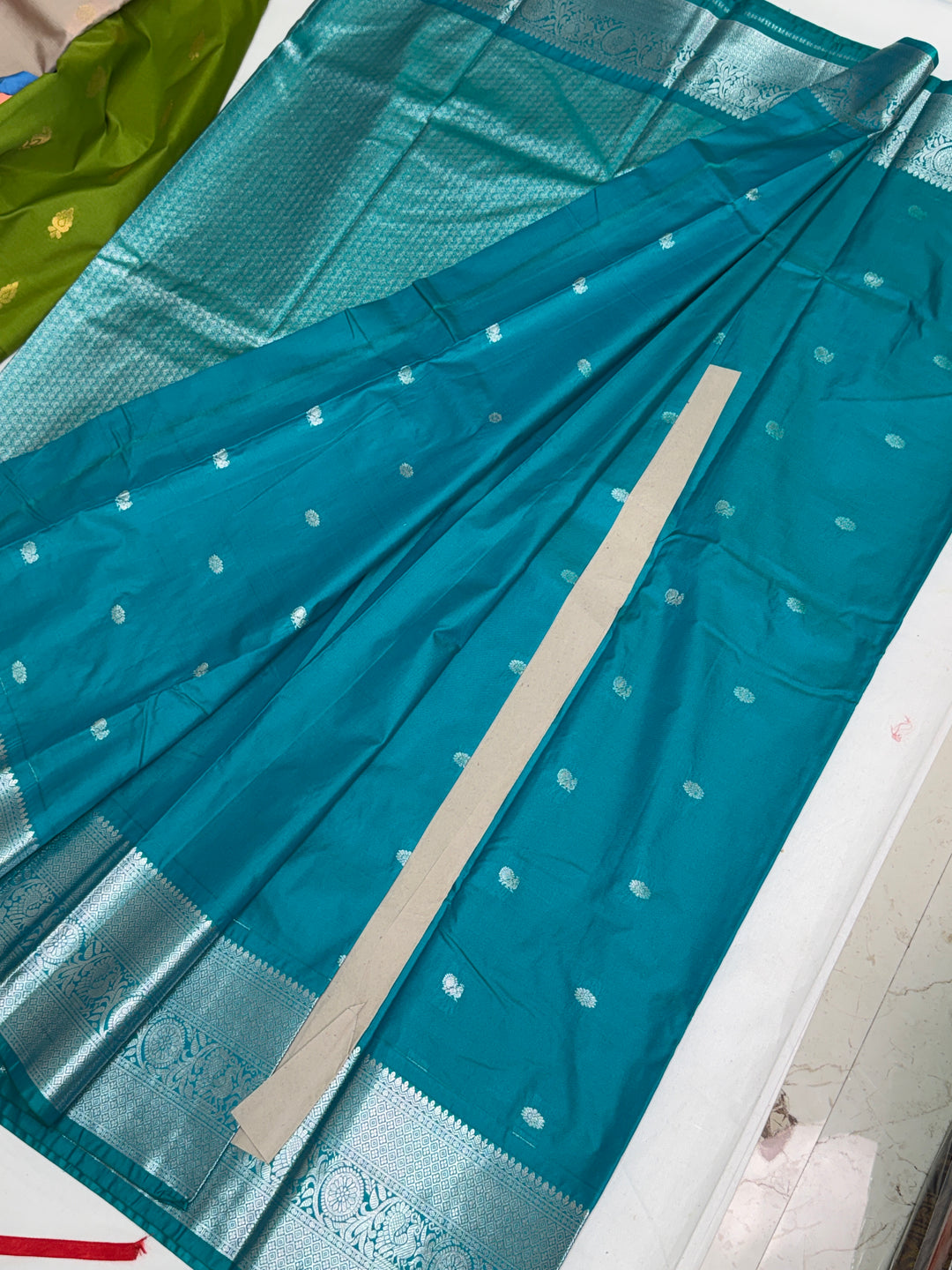 Teal Semi Gadwal Saree DHN-342