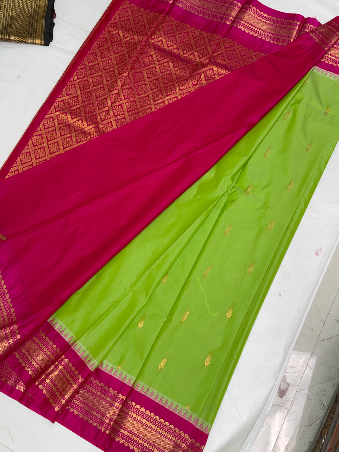 Parrot Green Semi Gadwal Saree DHN-347