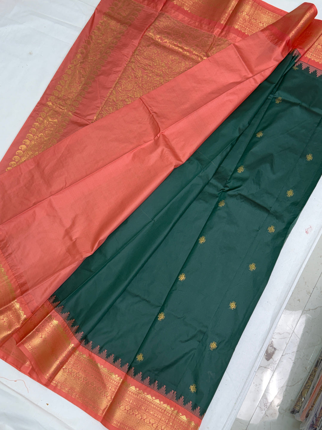 Dark Green Semi Gadwal Saree DHN-350