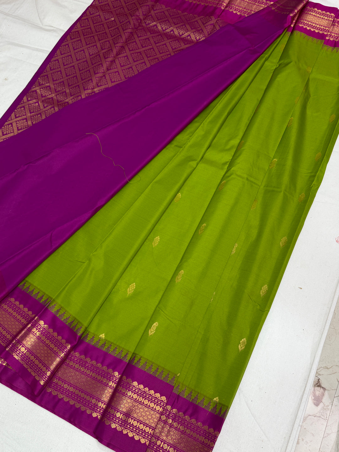 Olive Semi Gadwal Saree DHN-354