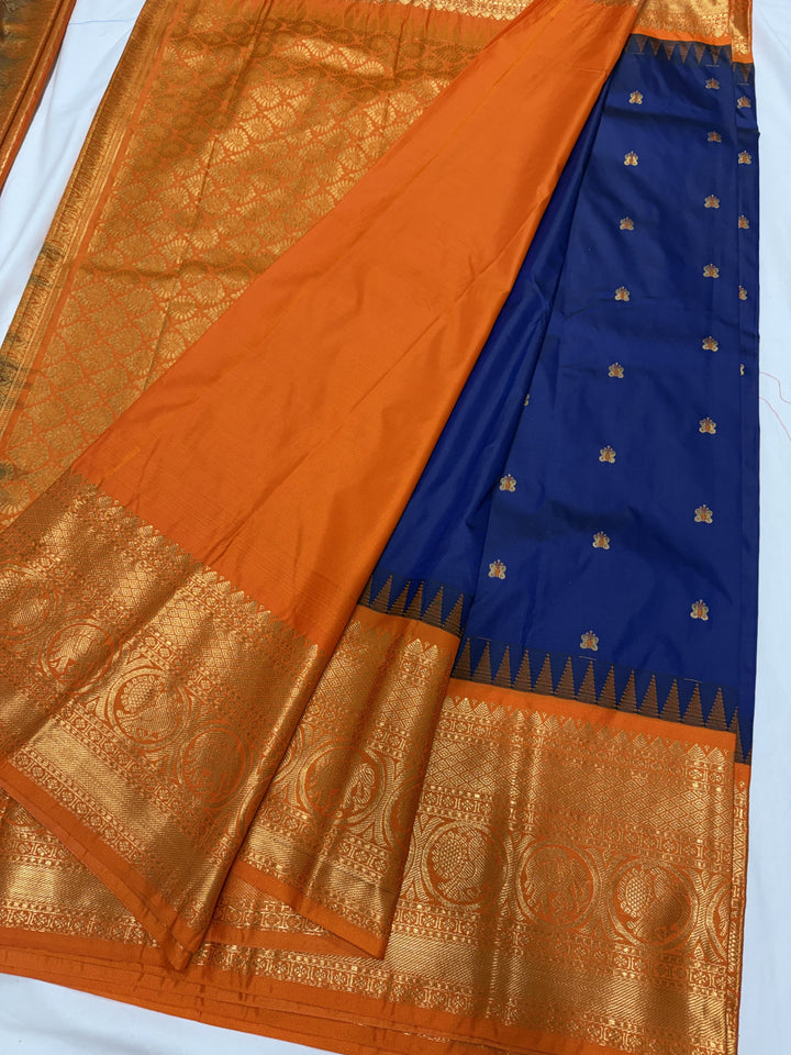 Plain Big Border Premium Semi Gadwal Saree (DHN-653)