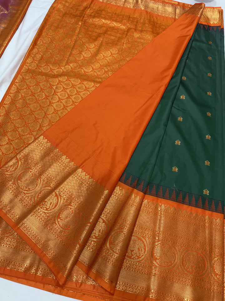 Plain Big Border Premium Semi Gadwal Saree (DHN-653)