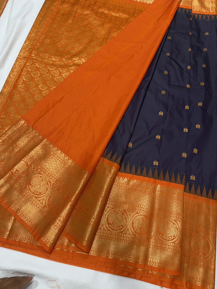 Plain Big Border Premium Semi Gadwal Saree (DHN-653)