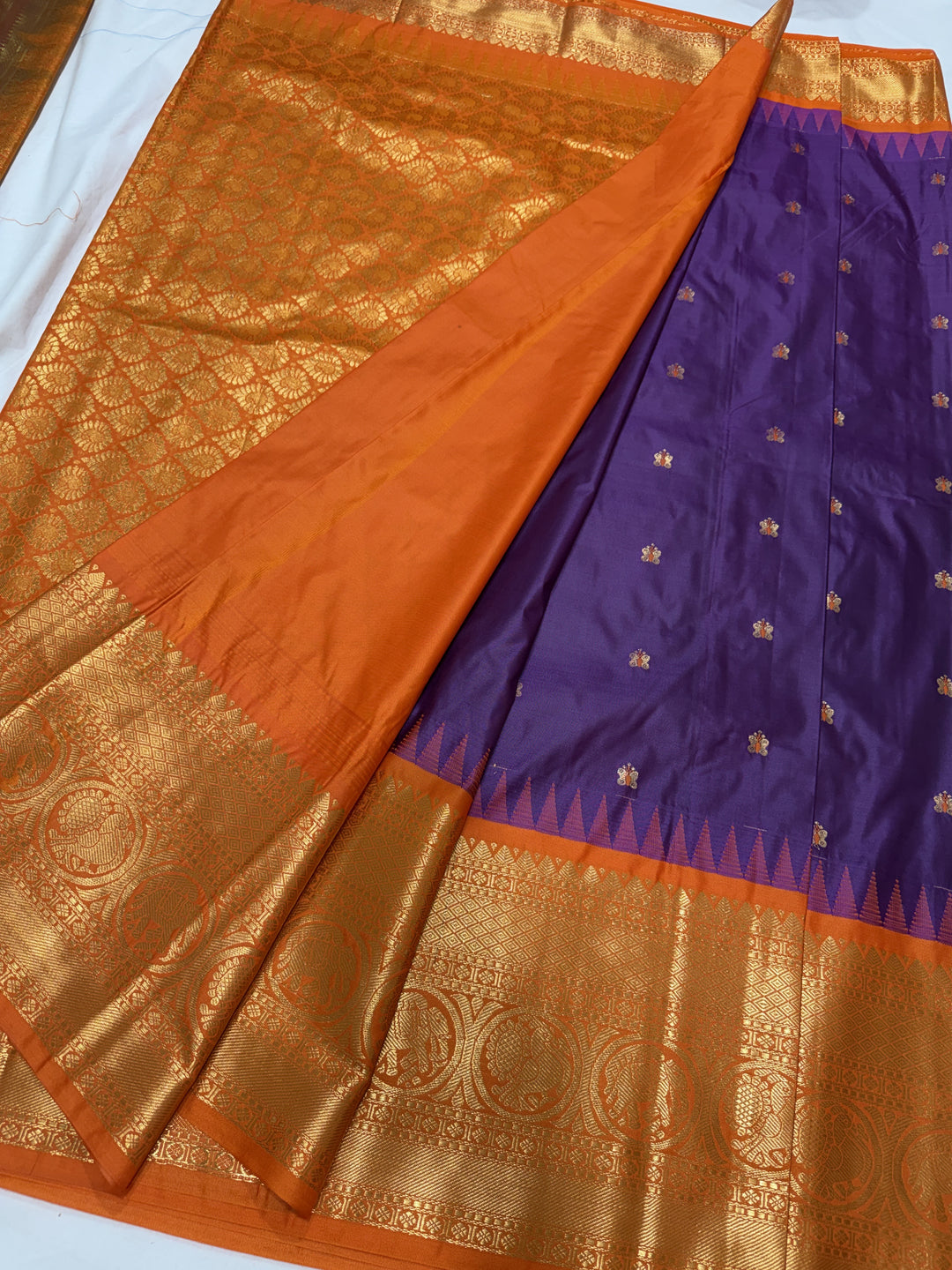Plain Big Border Premium Semi Gadwal Saree (DHN-653)