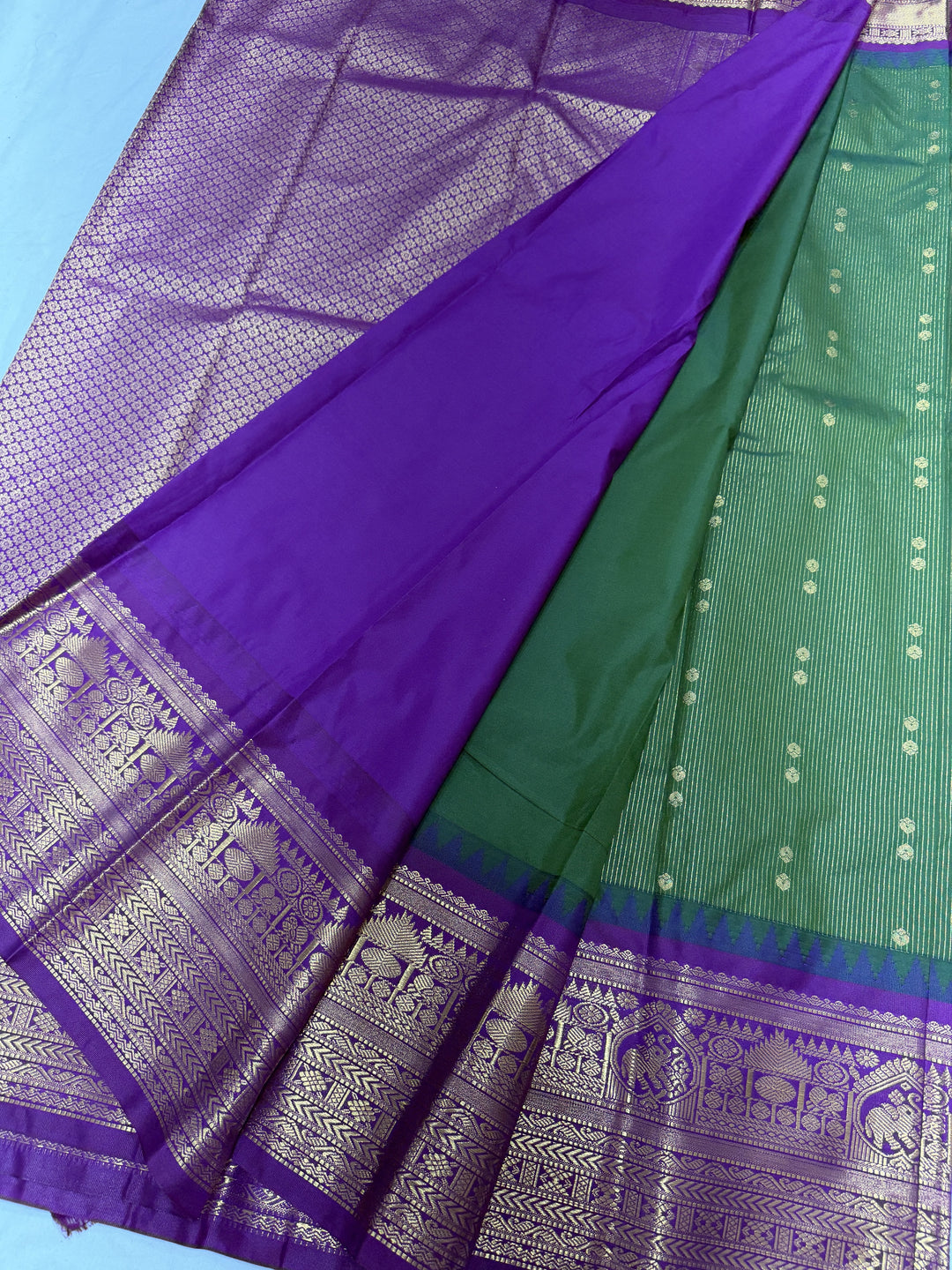 Stripes Big Border Premium Semi Gadwal Saree (DHN-636)