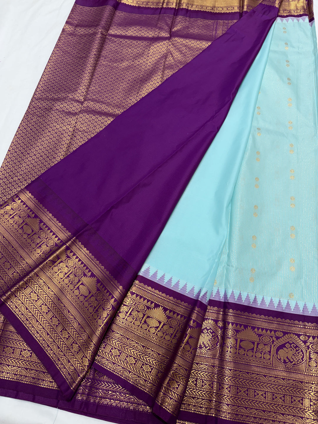 Stripes Big Border Premium Semi Gadwal Saree (DHN-636)
