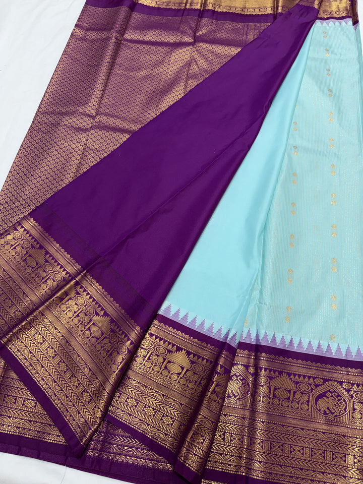 Stripes Big Border Premium Semi Gadwal Saree (DHN-636)