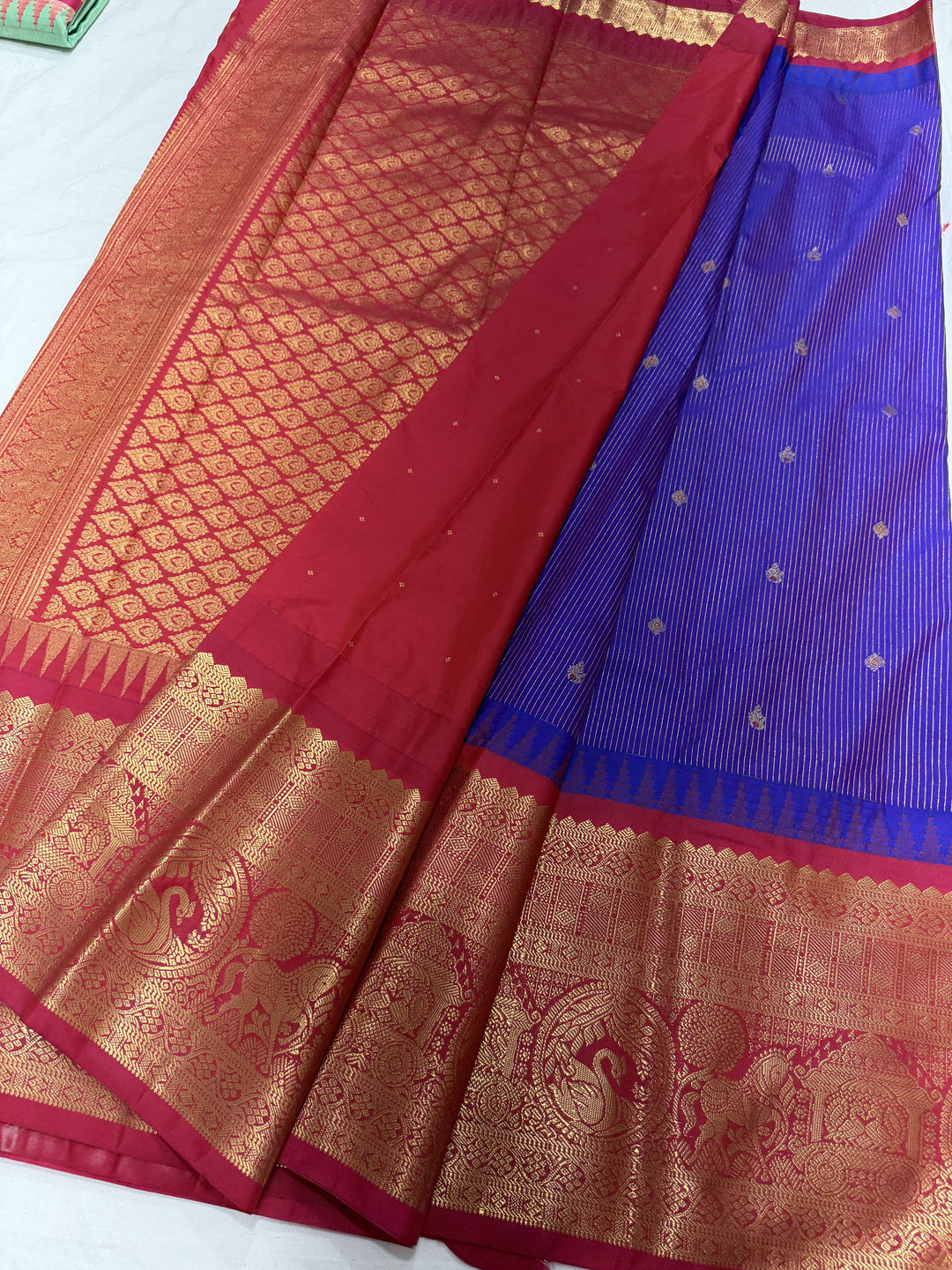 Stripes Big Border Premium Semi Gadwal Saree (DHN-637)