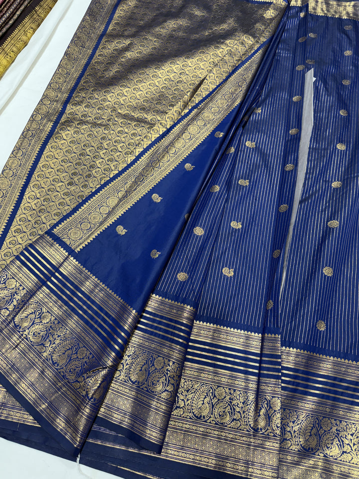 Stripes Big Border Premium Semi Gadwal Saree (DHN-641)