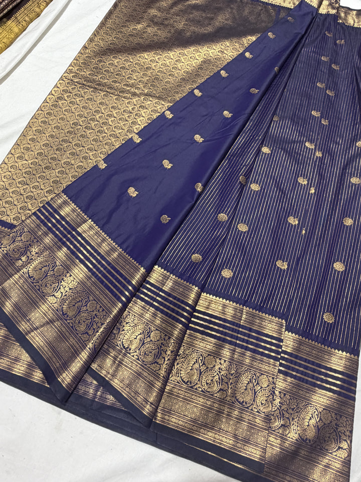 Stripes Big Border Premium Semi Gadwal Saree (DHN-641)