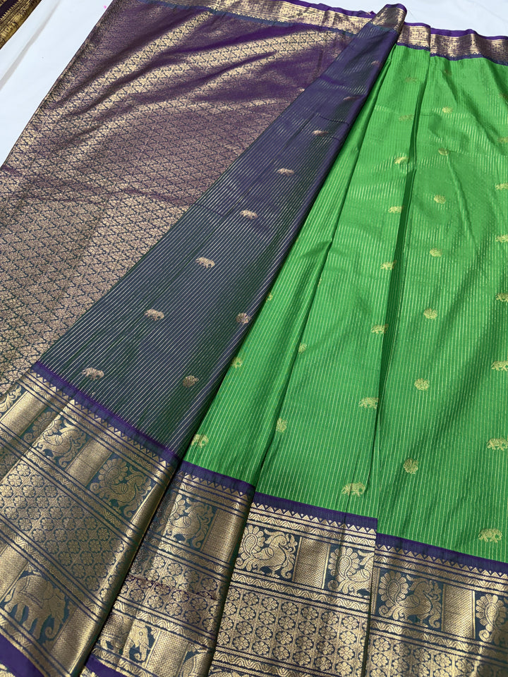 Stripes Big Border Premium Semi Gadwal Saree (DHN-643)