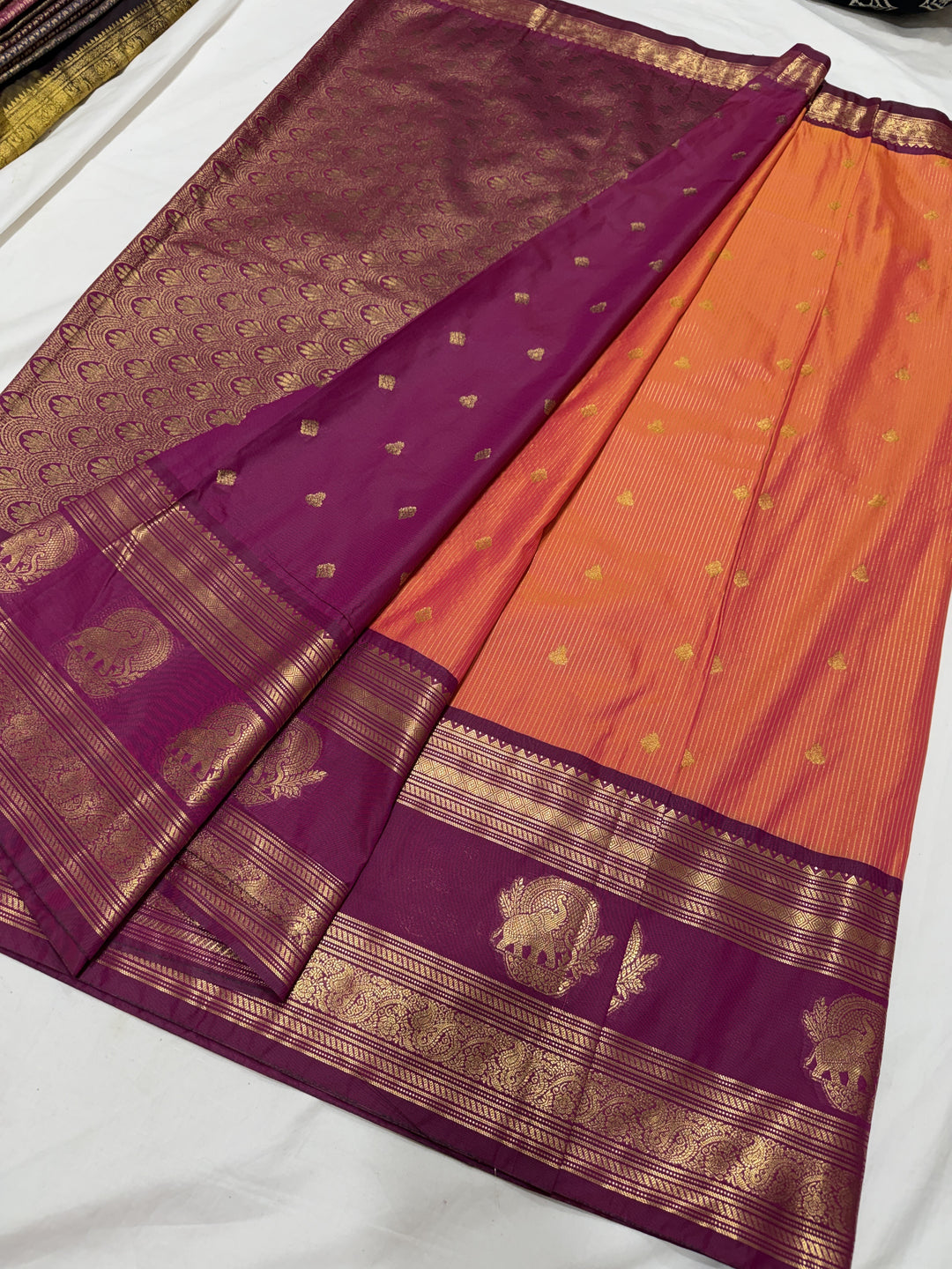 Stripes Big Gap Border Premium Semi Gadwal Saree (DHN-639)