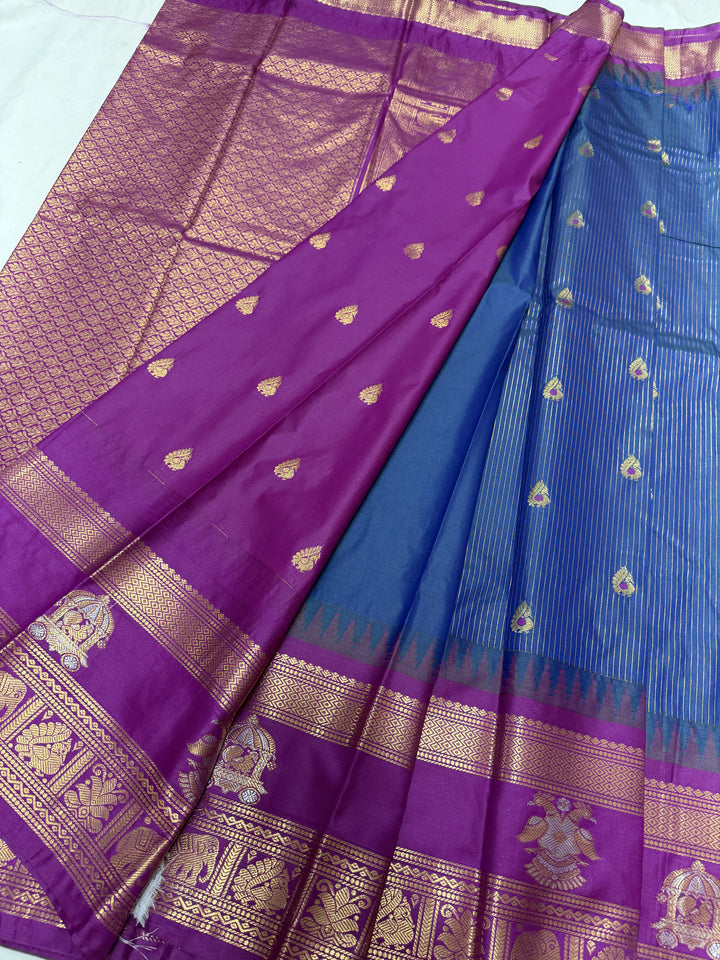 Stripes Big Gap Border Premium Semi Gadwal Saree (DHN-638)