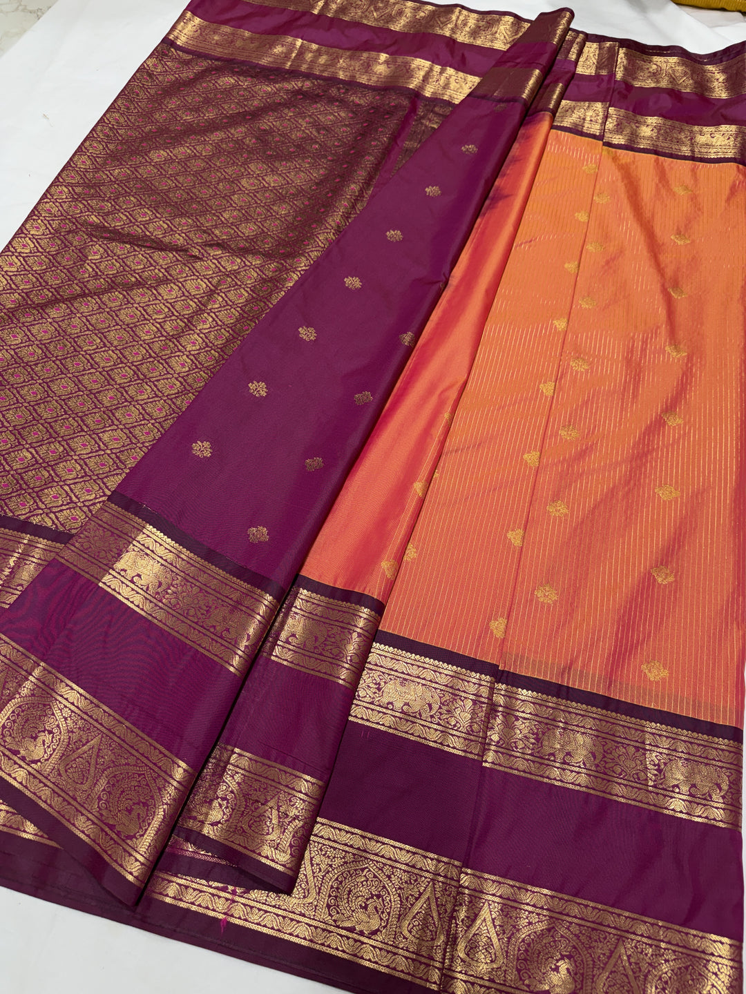 Stripes Big Gap Border Premium Semi Gadwal Saree (DHN-640)