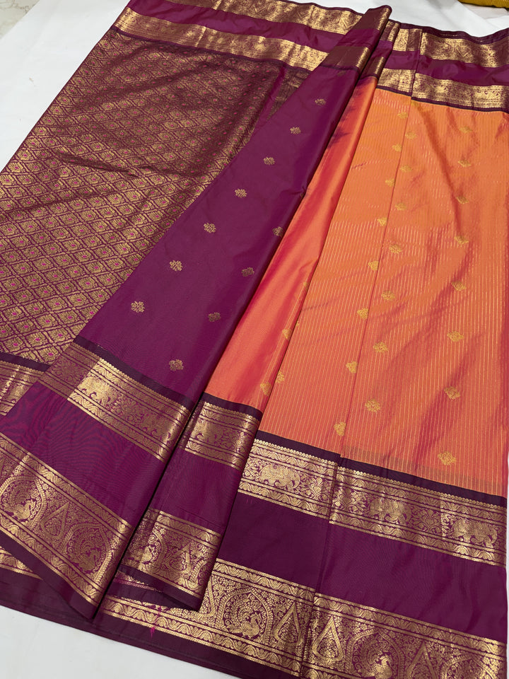 Stripes Big Gap Border Premium Semi Gadwal Saree (DHN-640)