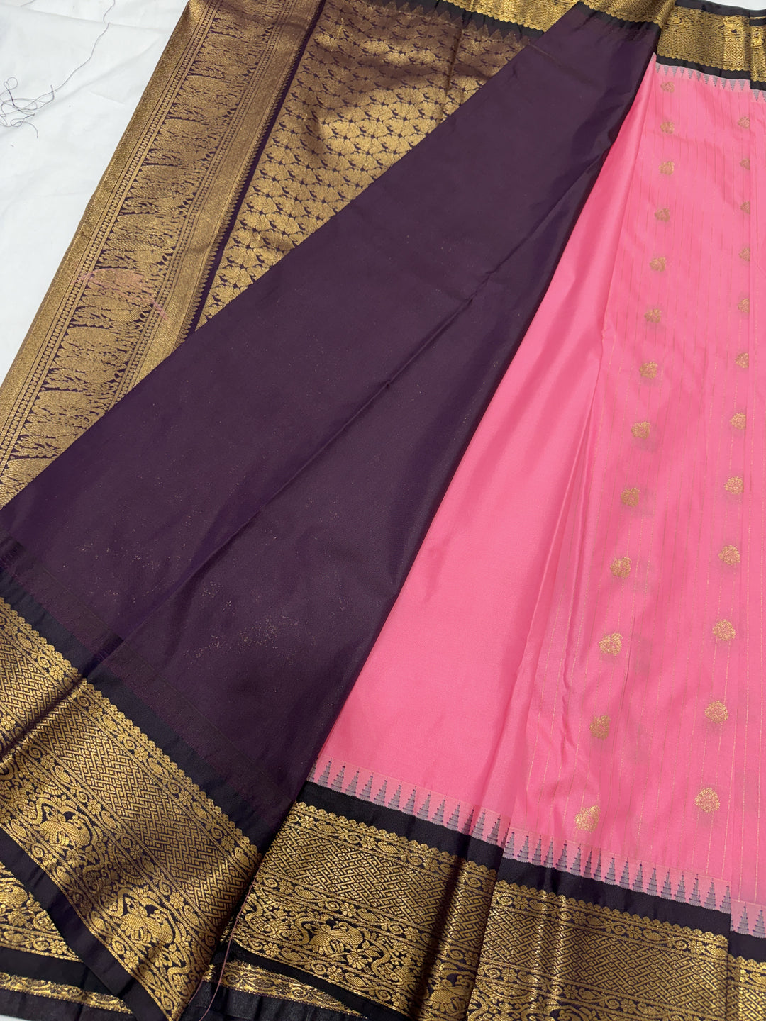 Stripes Small Border Premium Semi Gadwal Saree (DHN-648)