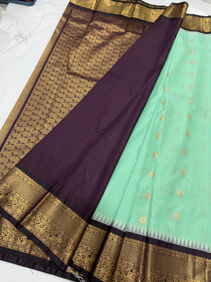 Stripes Small Border Premium Semi Gadwal Saree (DHN-648)
